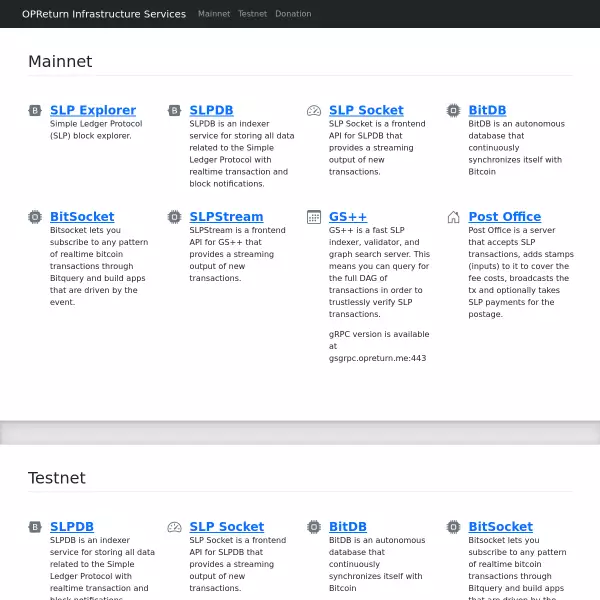OPReturn Infrastructure Services